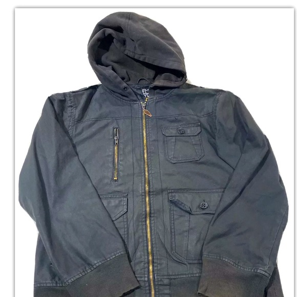 Empyre Surplus Y2K black hooded utility jacket size Large - Picture 2 of 15